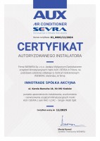 Certyfikat autoryzowanego instalatora AUX