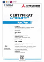 Certyfikat autoryzowanego instalatora MITSUBISHI