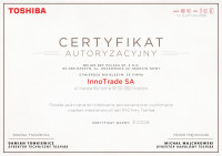 Certyfikat autoryzowanego instalatora TOSHIBA
