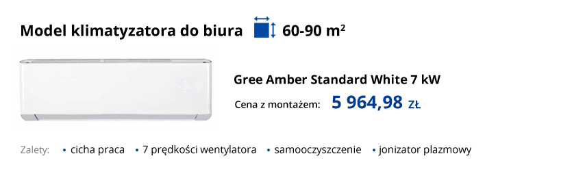 Model klimatyzatora do biura 60-90 m2