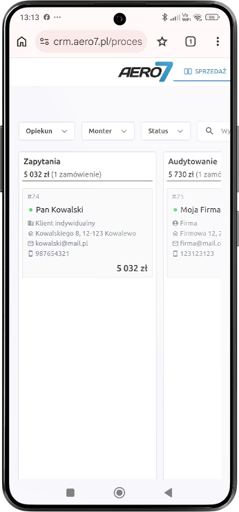 Zrzut z aplikacji