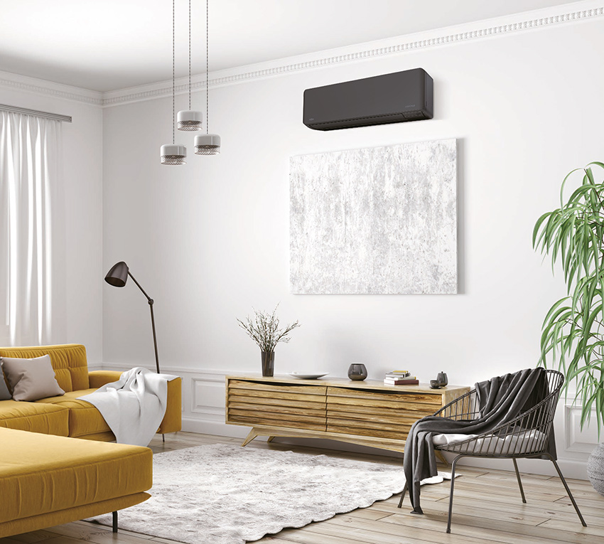 czarna obudowa klimatyzatora Fujitsu Standard KMCG-B