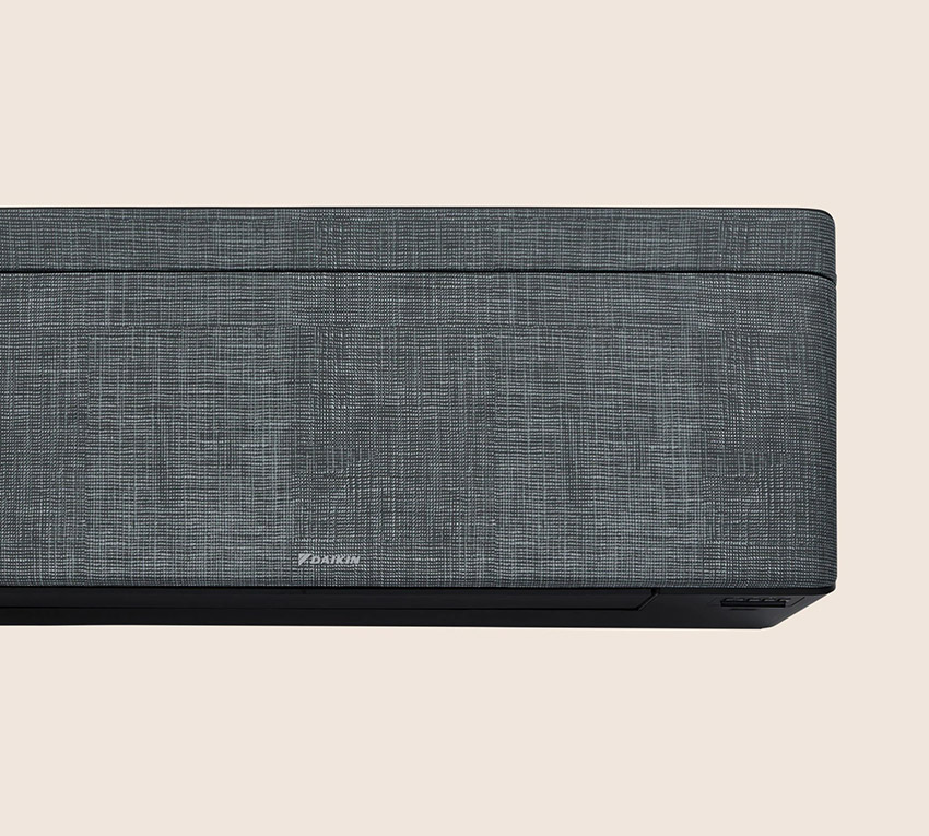 Designerski klimatyzator Daikin Stylish Grey Fabric z wykończeniem inspirowanym szarą tkaniną premium