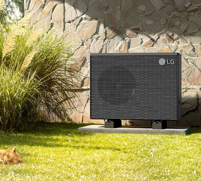 Pompa ciepła LG THERMA V Monobloc R290 7 kW w aranżacji