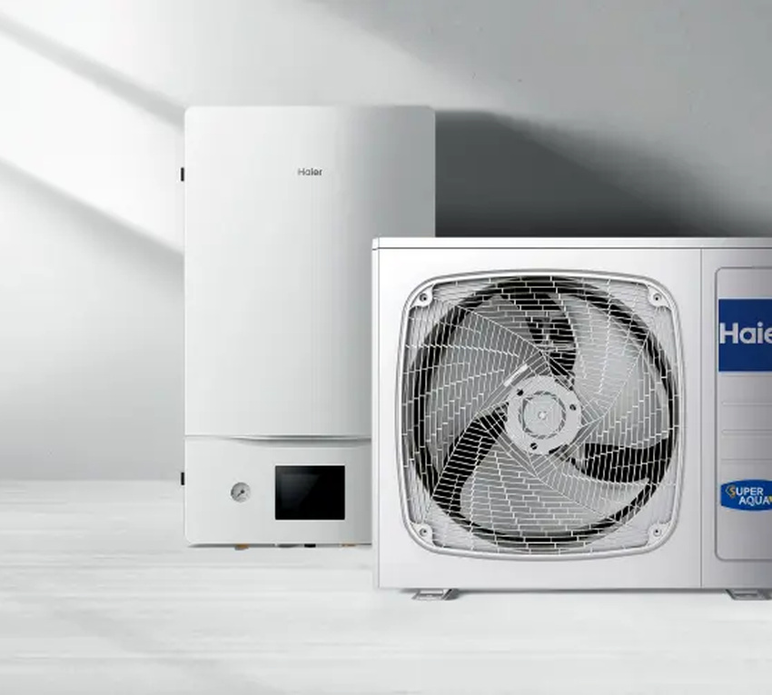 Haier Super Aqua R32 — aranżacja rodziny; ilustracja sposobu umieszczenia urządzeń