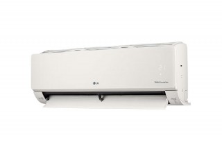 LG Artcool Beige - widok bok, otwarta żaluzja