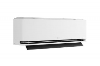 LG Dualcool Premium Soft Air - widok z boku, otwarta żaluzja