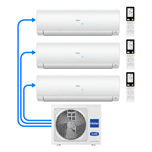 Klimatyzator multisplit do 3 pomieszczeń Haier Flexis White Matt – multisplit do 3 pomieszczeń | 2,6 + 2 × 3,5 kW